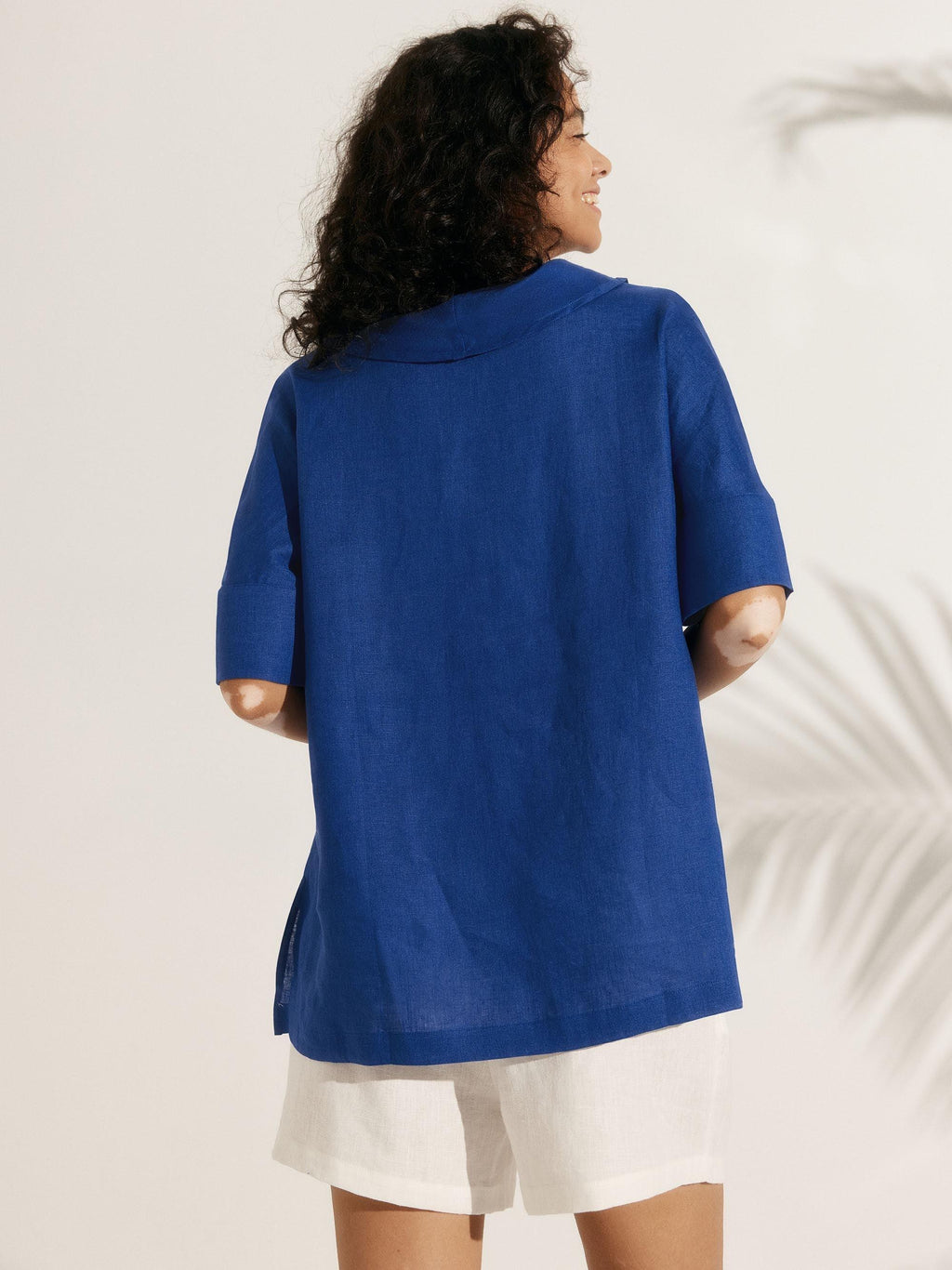 Linen V Neck Short Sleeve Shirt PENNY