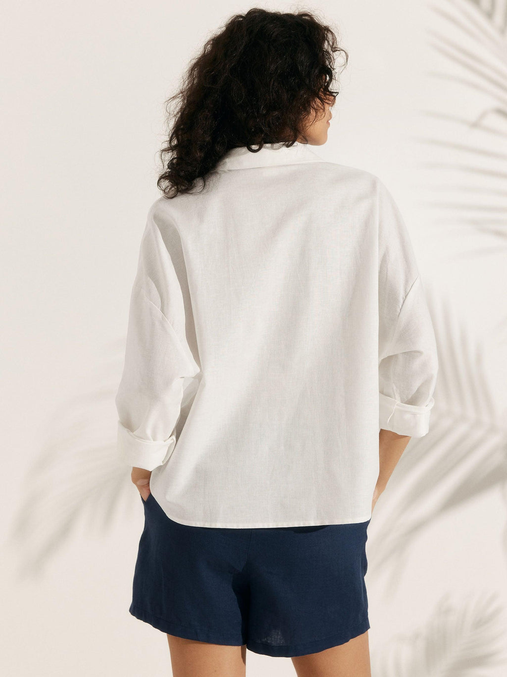 Linen Plaid Oversized Fit Pocket Shirt