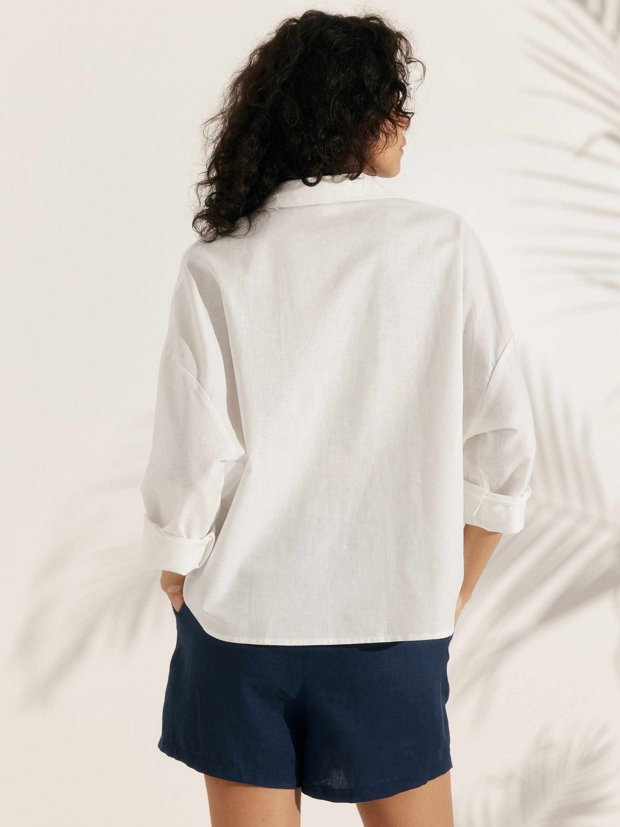 Linen Plaid Oversized Fit Pocket Shirt