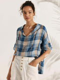 Linen V Neck Short Sleeve Shirt PENNY