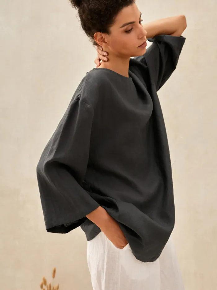100% Linen Loose Long Shirt LILY