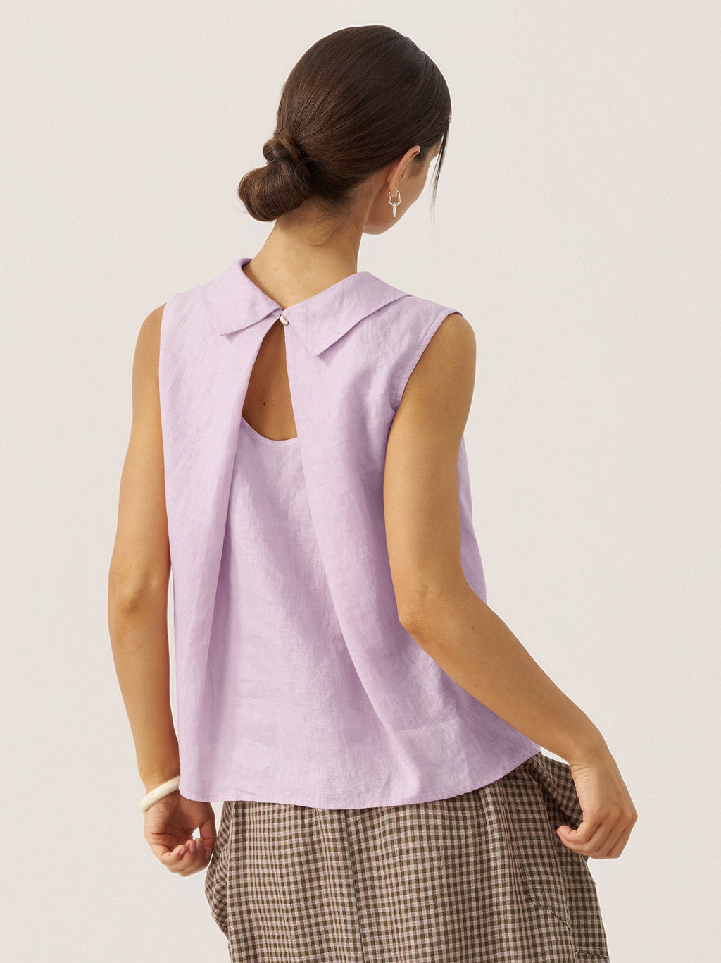100% Linen Structured Collar Sleeveless Blouse BLAIR
