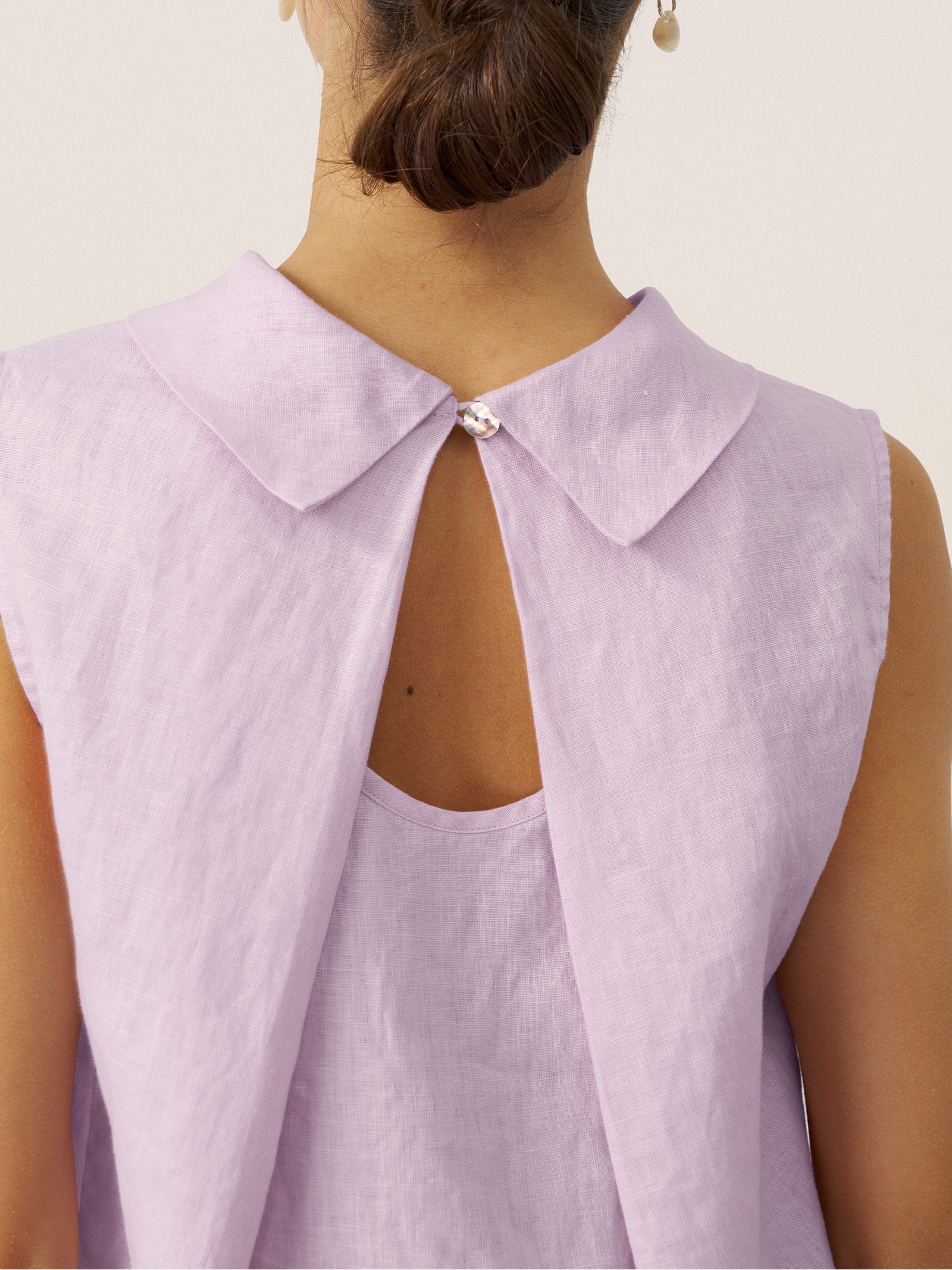 100% Linen Structured Collar Sleeveless Blouse BLAIR