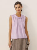100% Linen Structured Collar Sleeveless Blouse BLAIR