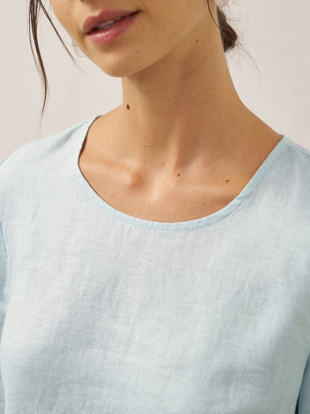 100% Linen Elbow Sleeve Pullover Top NOLA