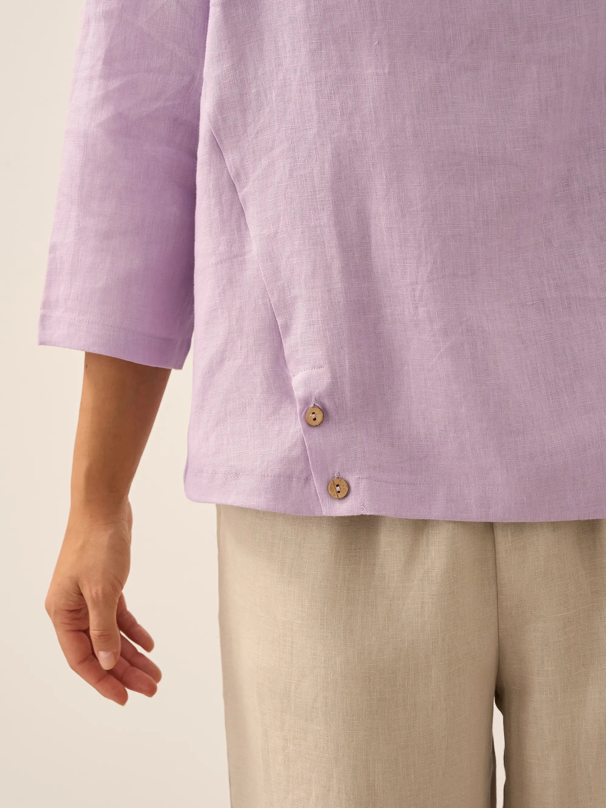 Linen Round Soft-Fold Collar Top ANAIS