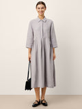 100% Linen Inverted Pleat Curved Seam Maxi Dress VALERIE