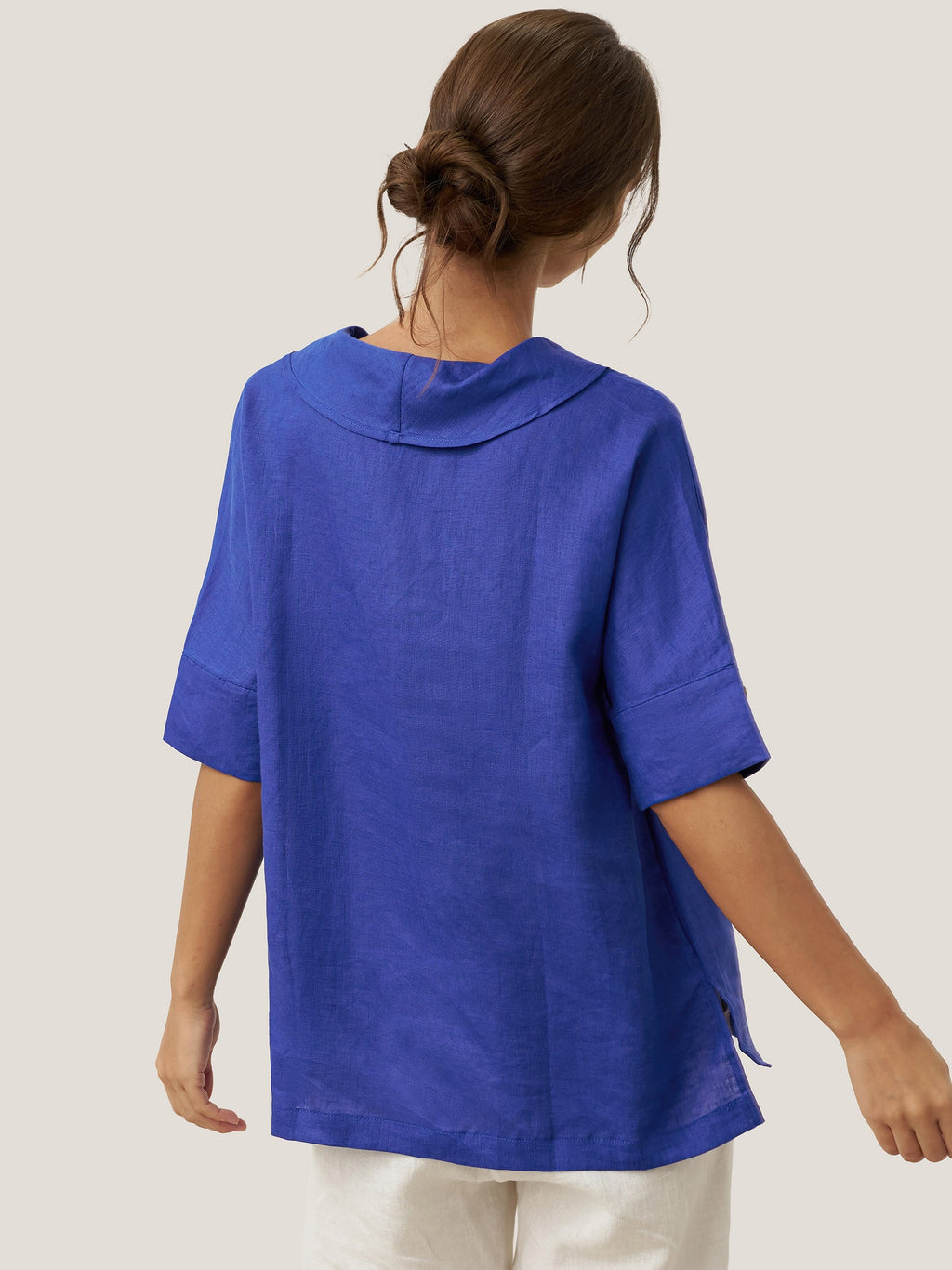 Linen V Neck Short Sleeve Shirt PENNY