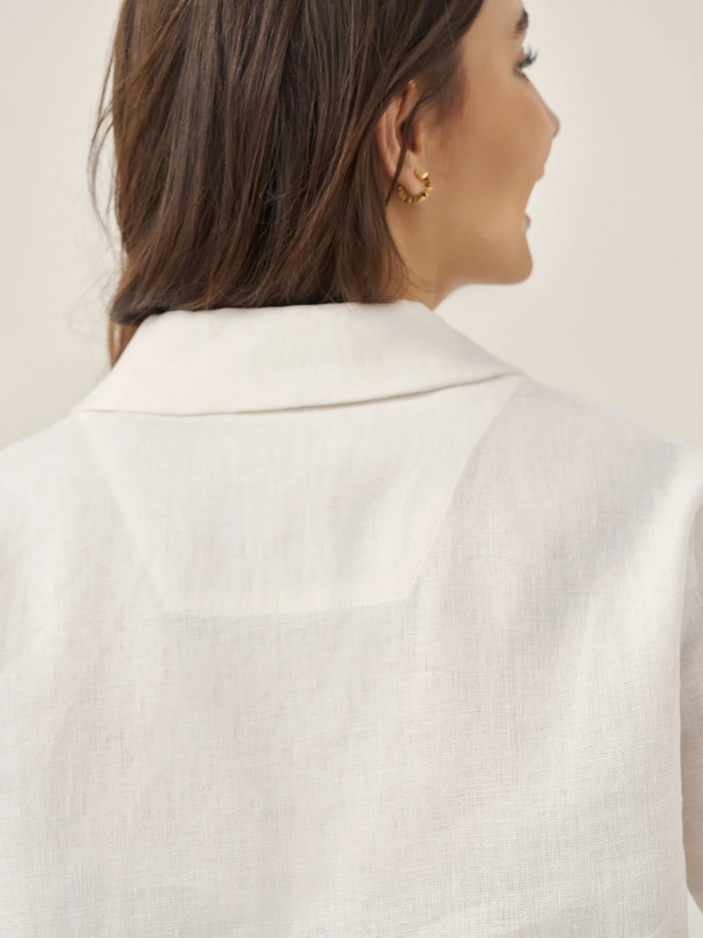 100% Linen Button-Up Short Sleeve Shirt ORENDA