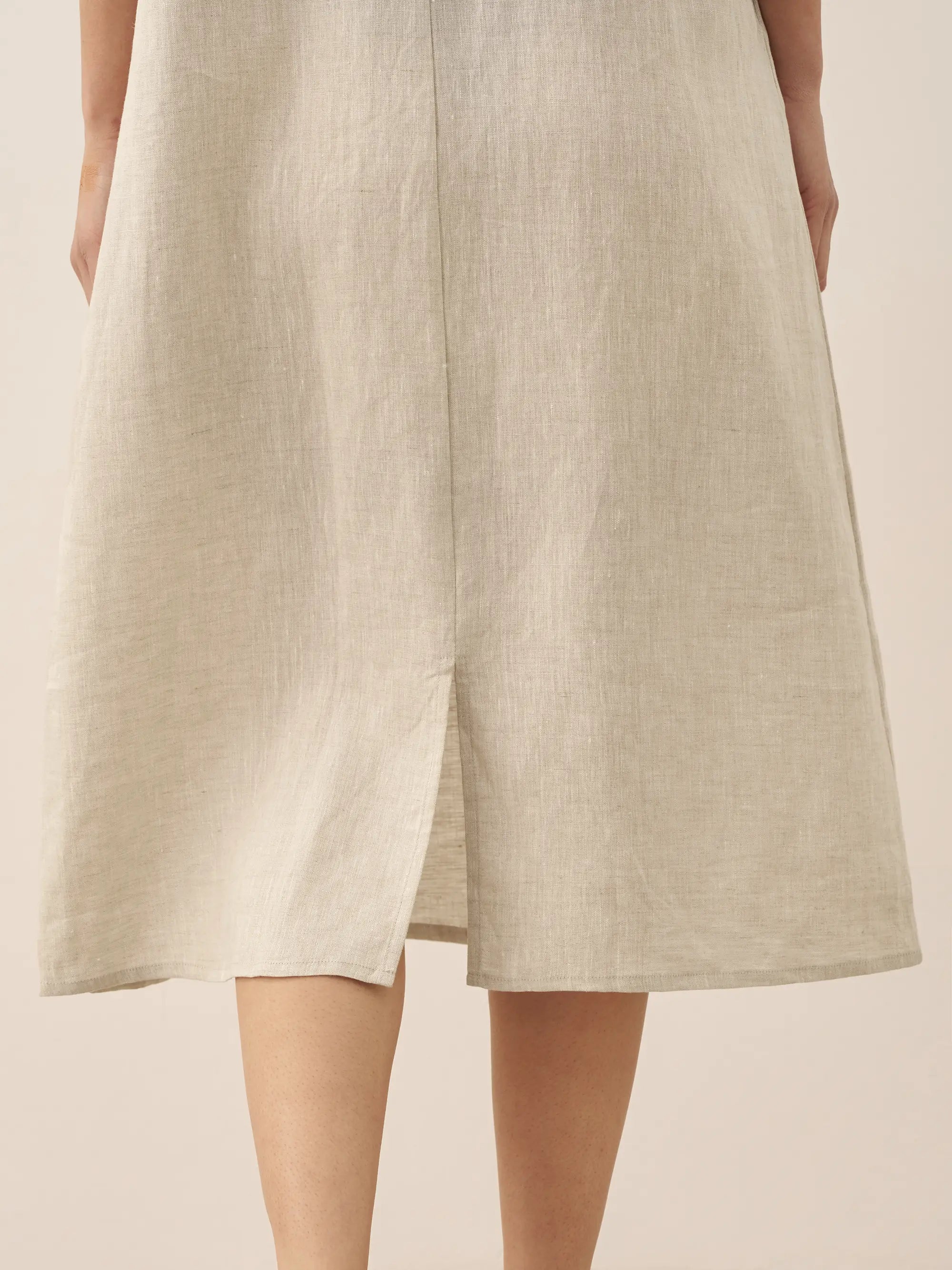100% Linen Pocket Caftan Midi-Dress ESME