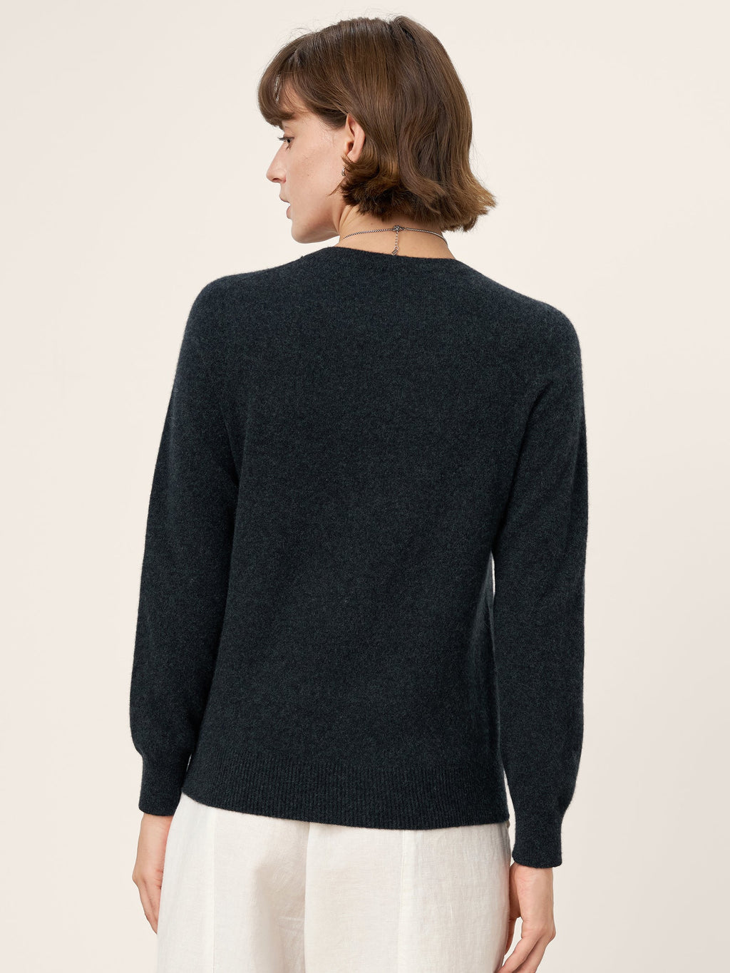 100% Mongolian Cashmere Seamless Ribbed Trims Crewneck Sweater TAWNY