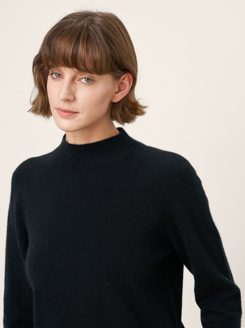 100% Mongolian Cashmere Seamless Wide Ribbed Edge Sweater MONA