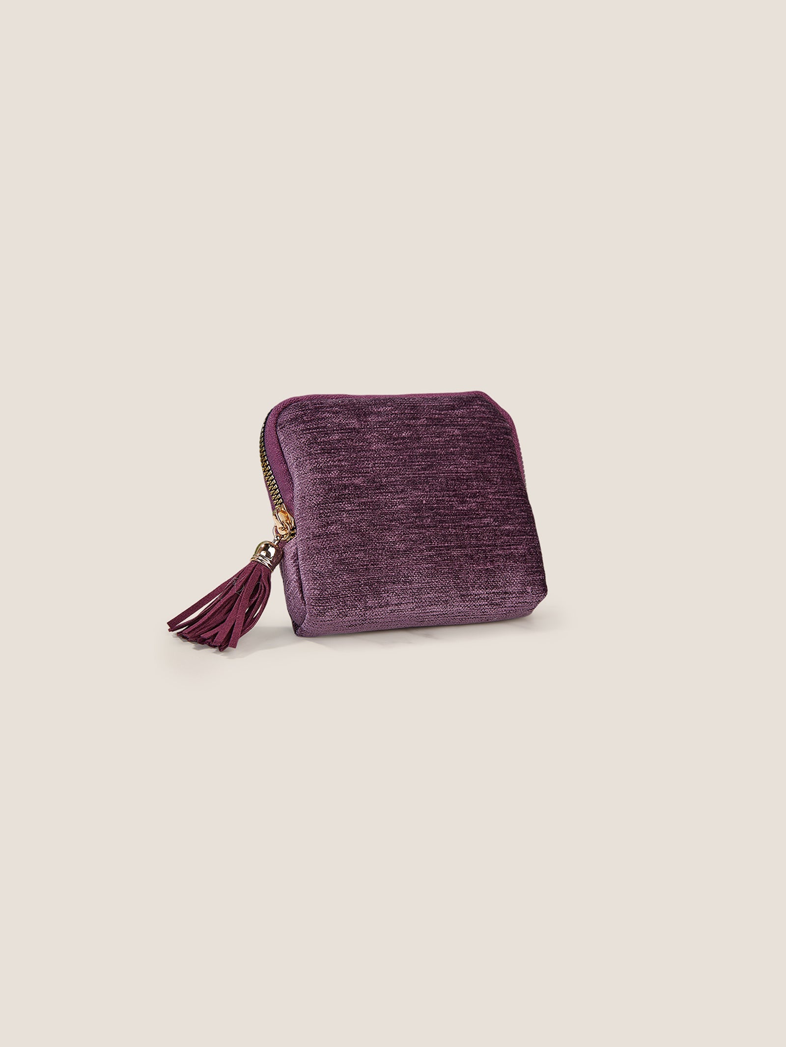 Velvet Fringed Zipper Jewelry Storage Bag
