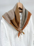Cotton-Linen Plaid Patchwork Square Scarf