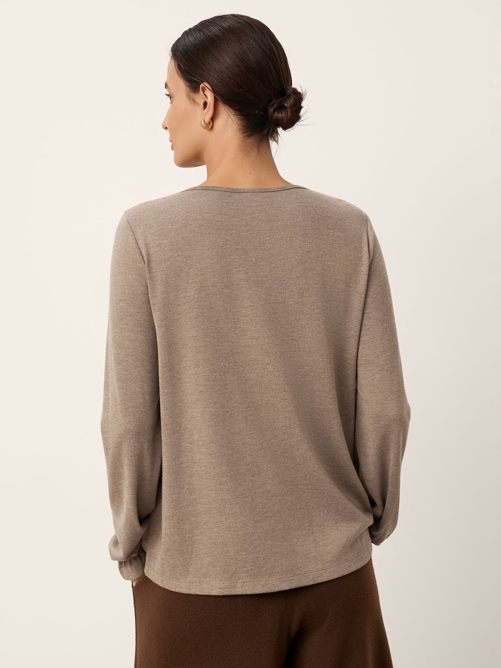 Cashmere Curved Seam Long Sleeve Top BROOKLYN