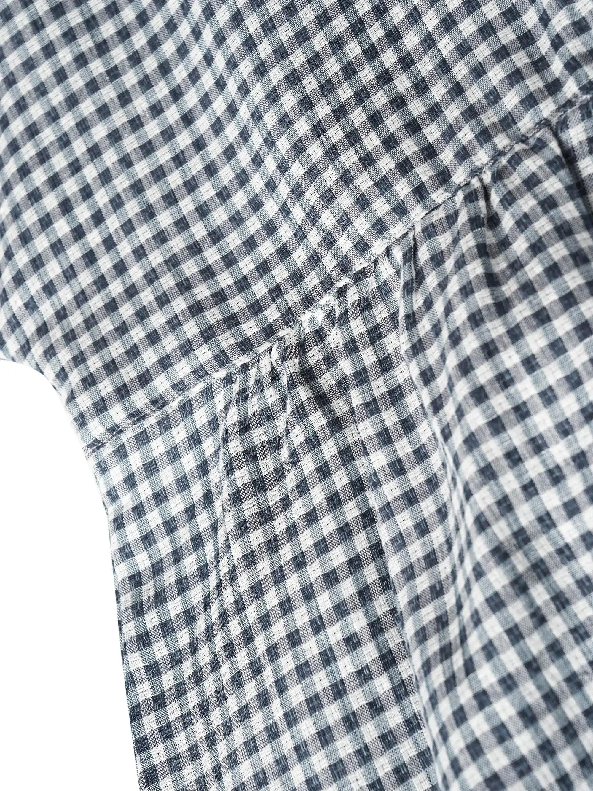 Linen Checked Long-Sleeved Top CAROLINE