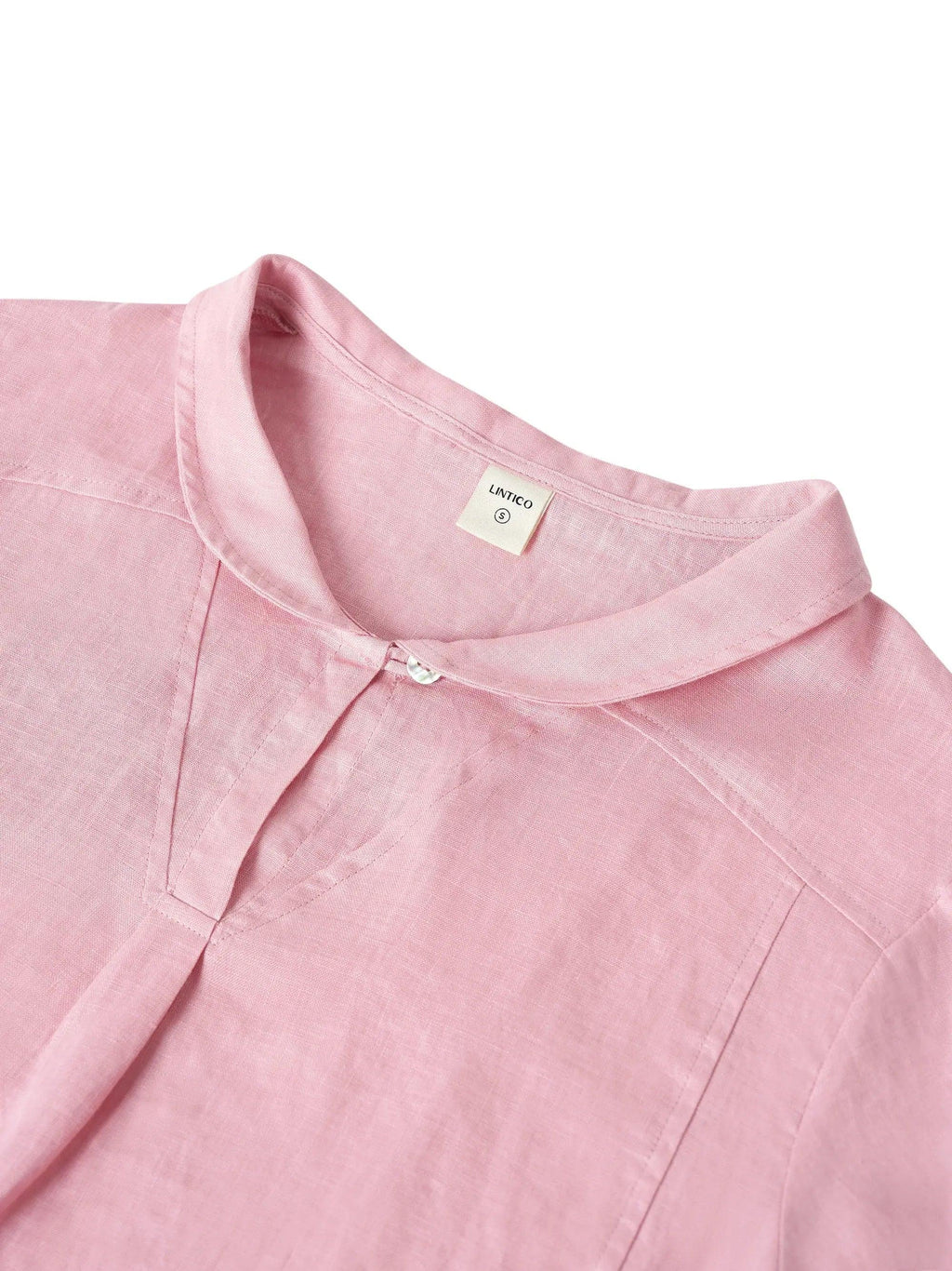 100% Linen Stripe Shawl V-Neck Half Sleeve Top