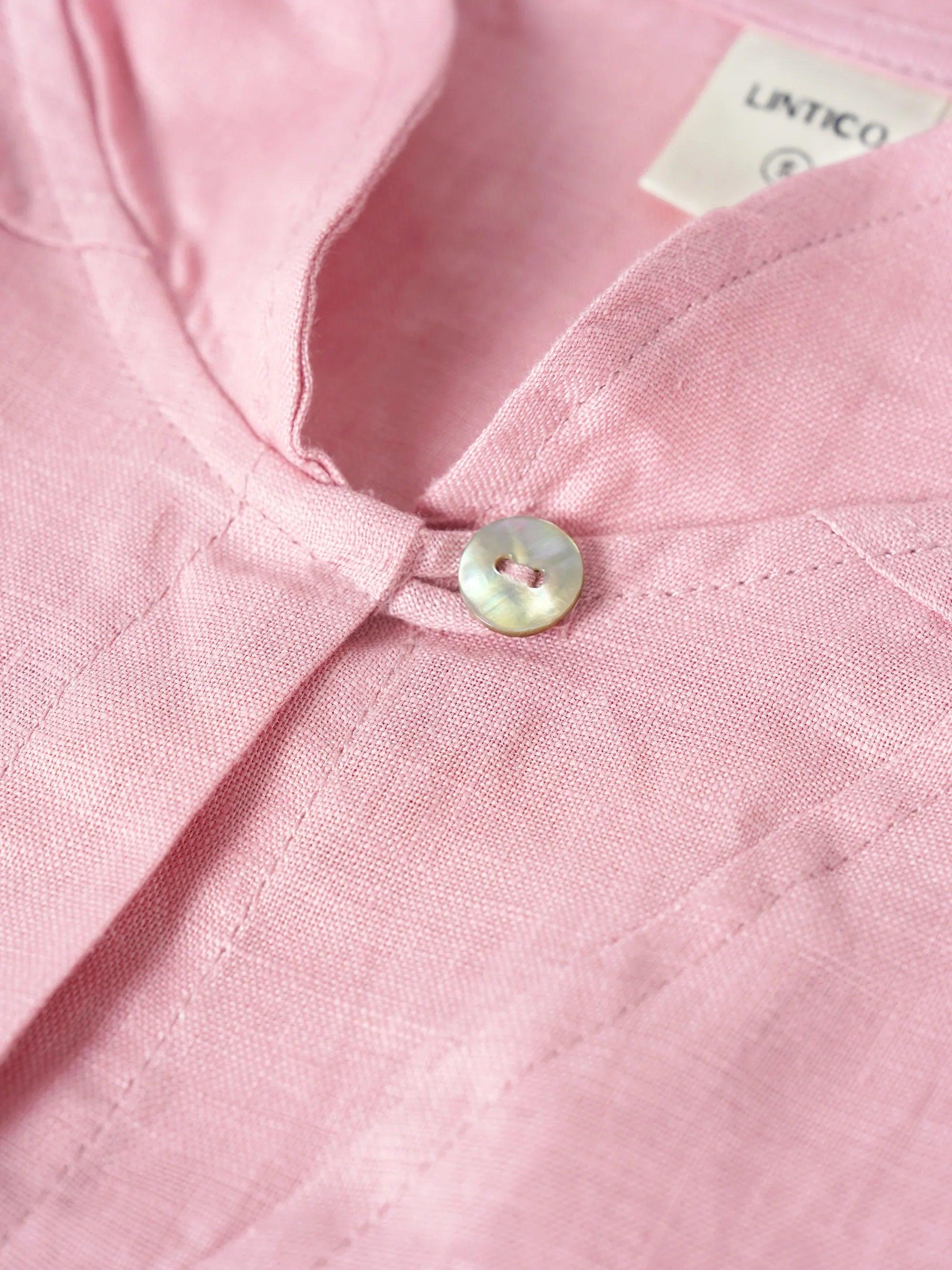 100% Linen Stripe Shawl V-Neck Half Sleeve Top