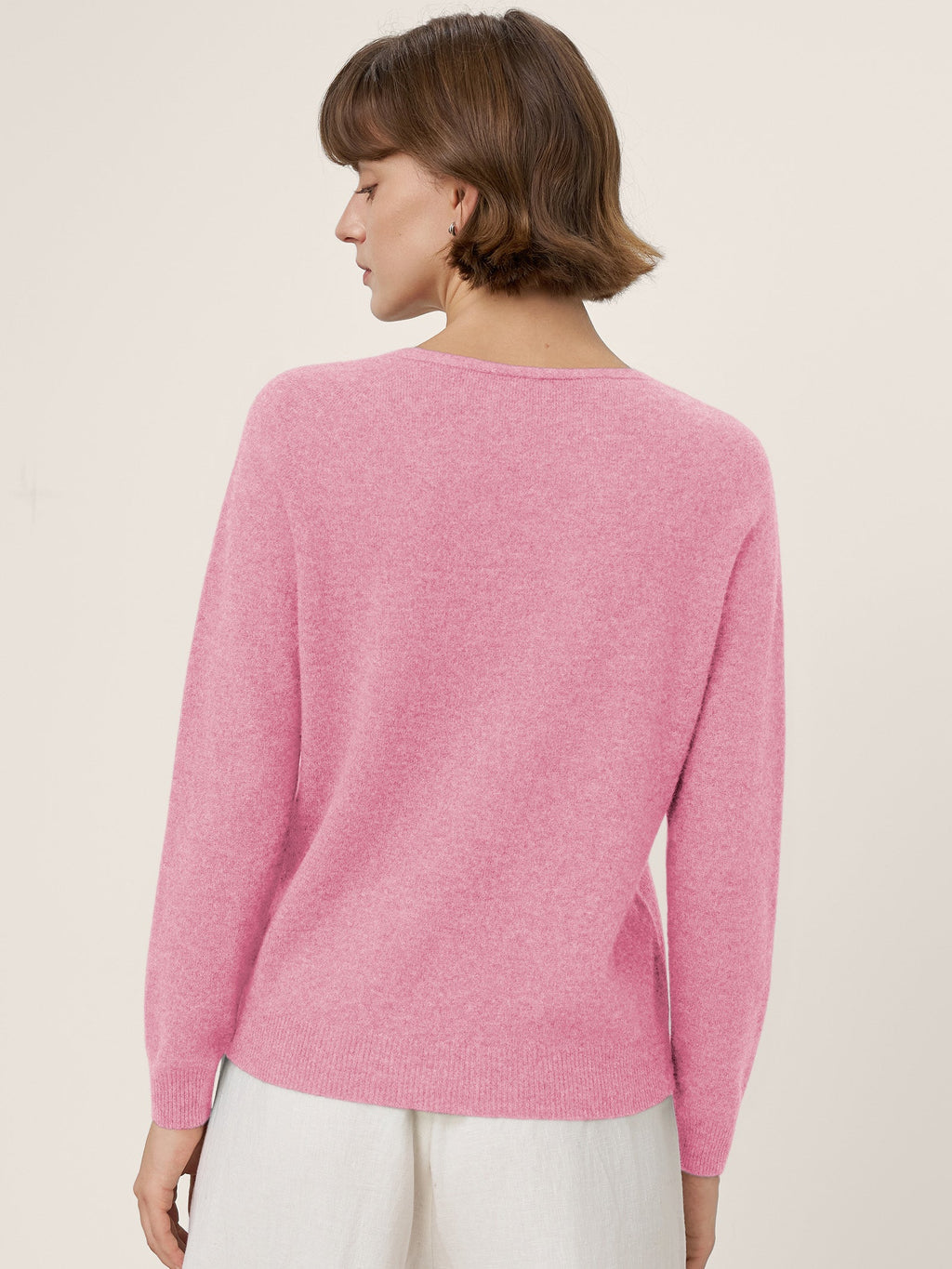 Premium Cashmere Blend Hand-Finished Seamless V-Neck Sweater SURI