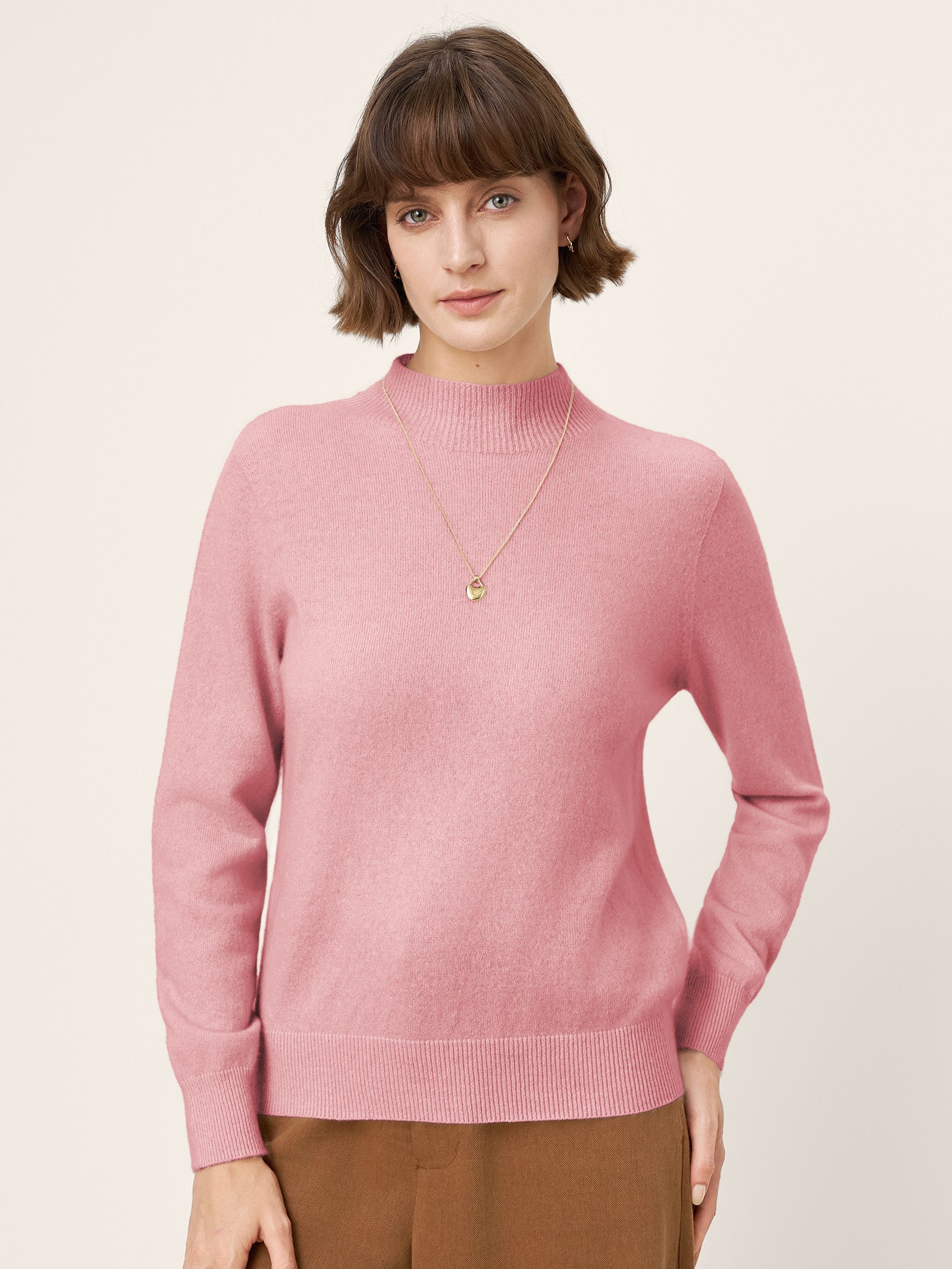 100% Mongolian Cashmere Seamless Wide Ribbed Edge Sweater MONA
