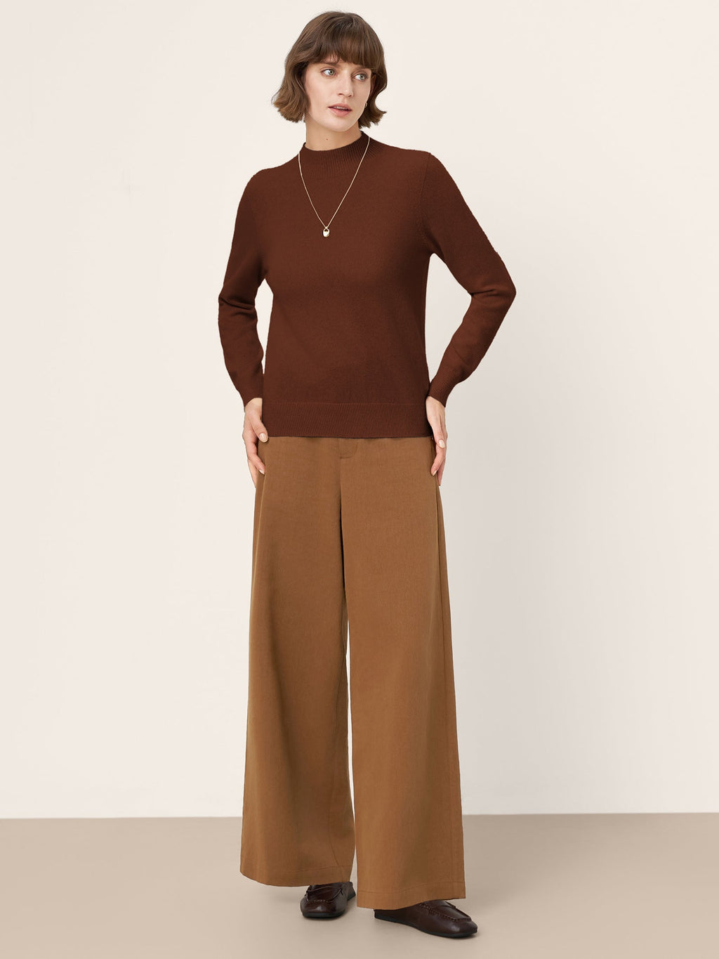 100% Mongolian Cashmere Seamless Wide Ribbed Edge Sweater MONA