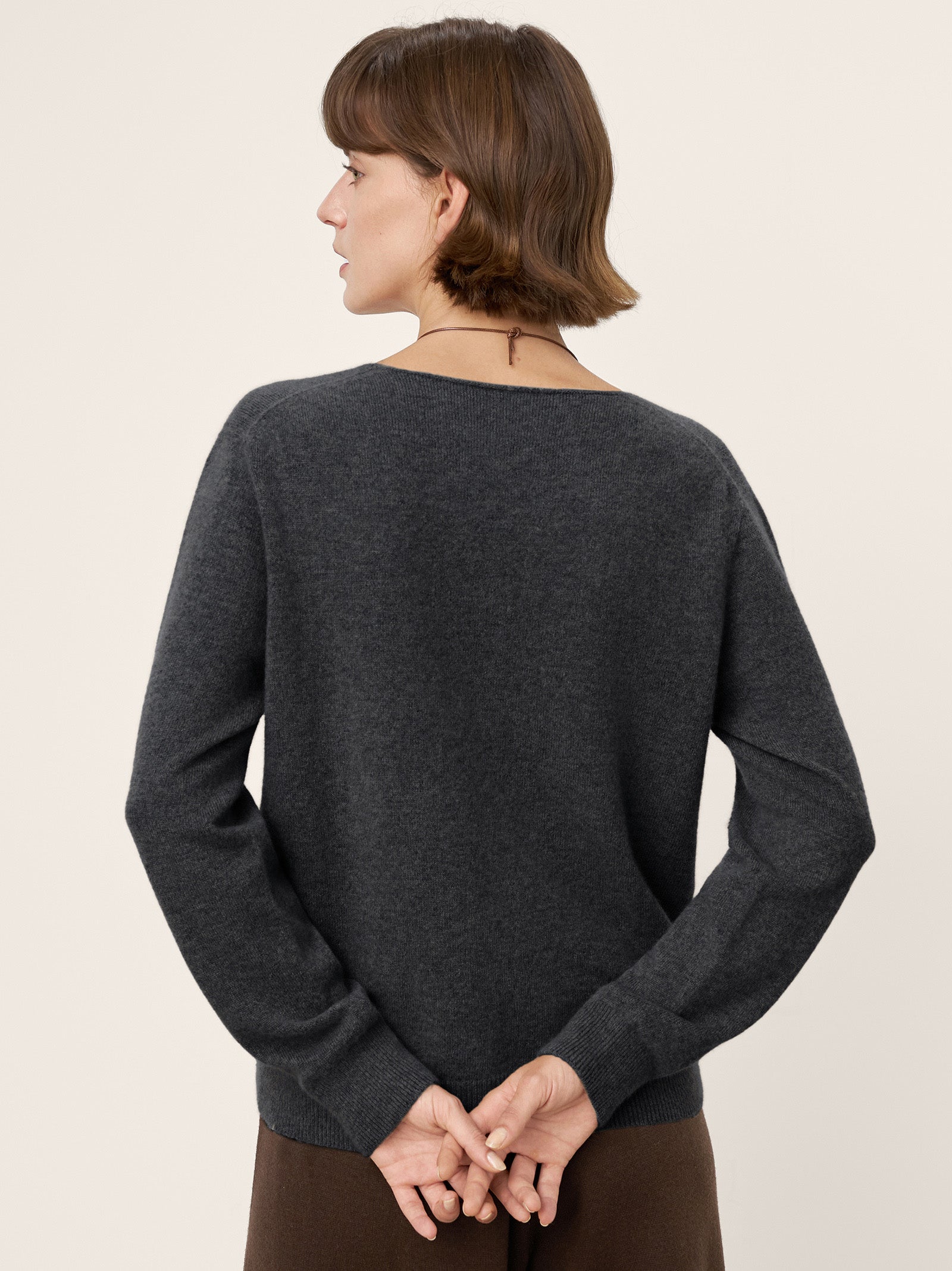100% Mongolian Cashmere V-Neck Pullover Sweater PIPER