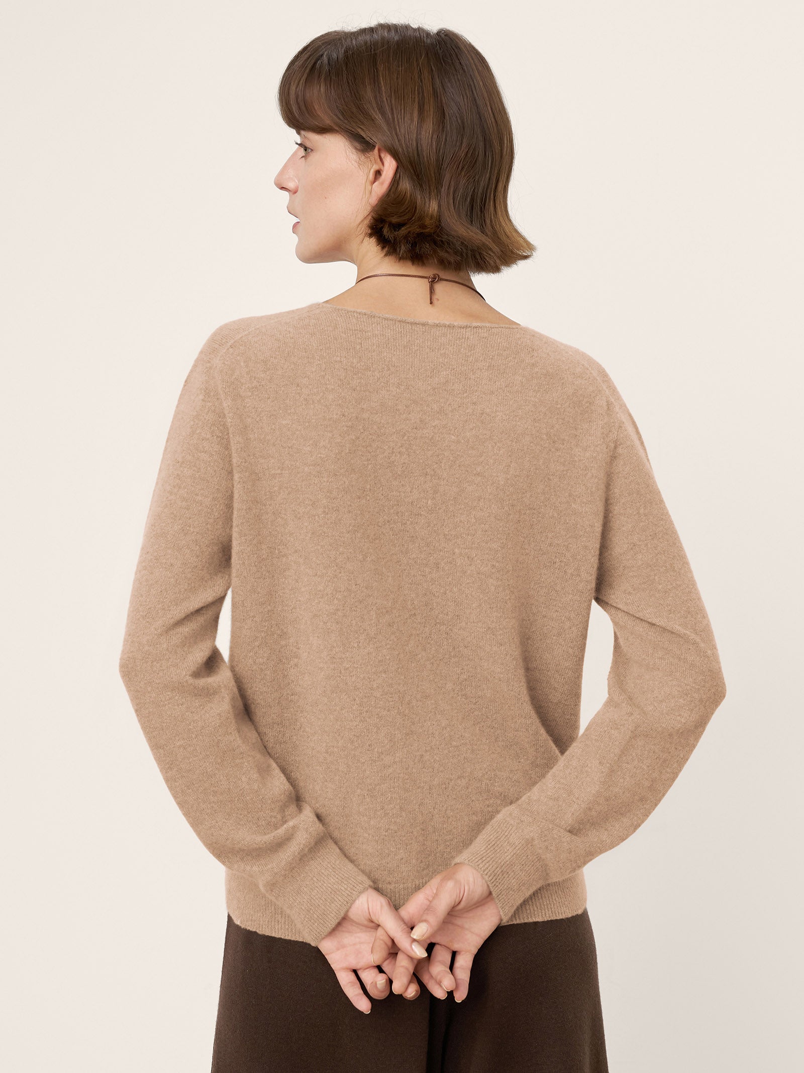 100% Mongolian Cashmere V-Neck Pullover Sweater PIPER