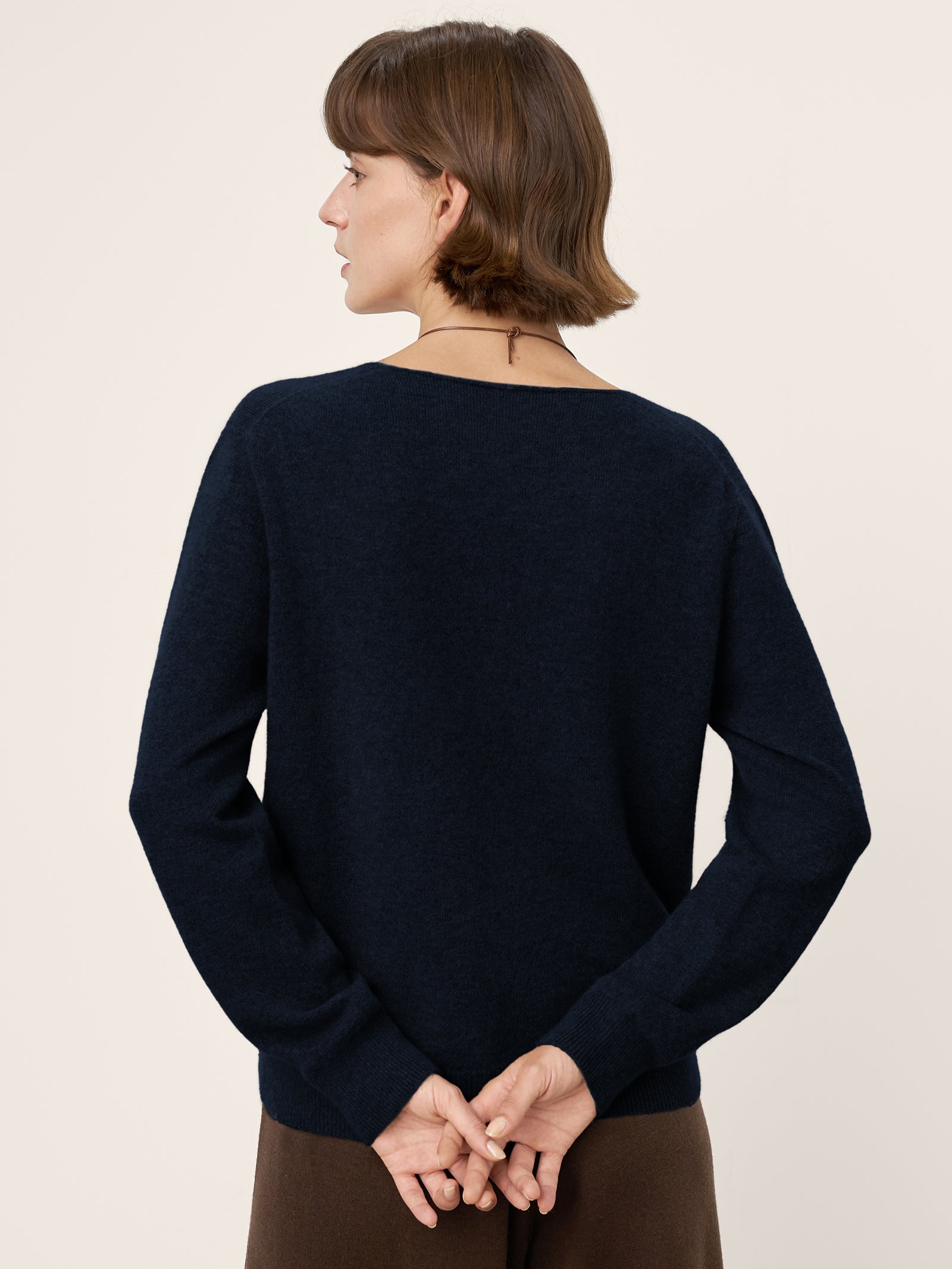 100% Mongolian Cashmere V-Neck Pullover Sweater PIPER