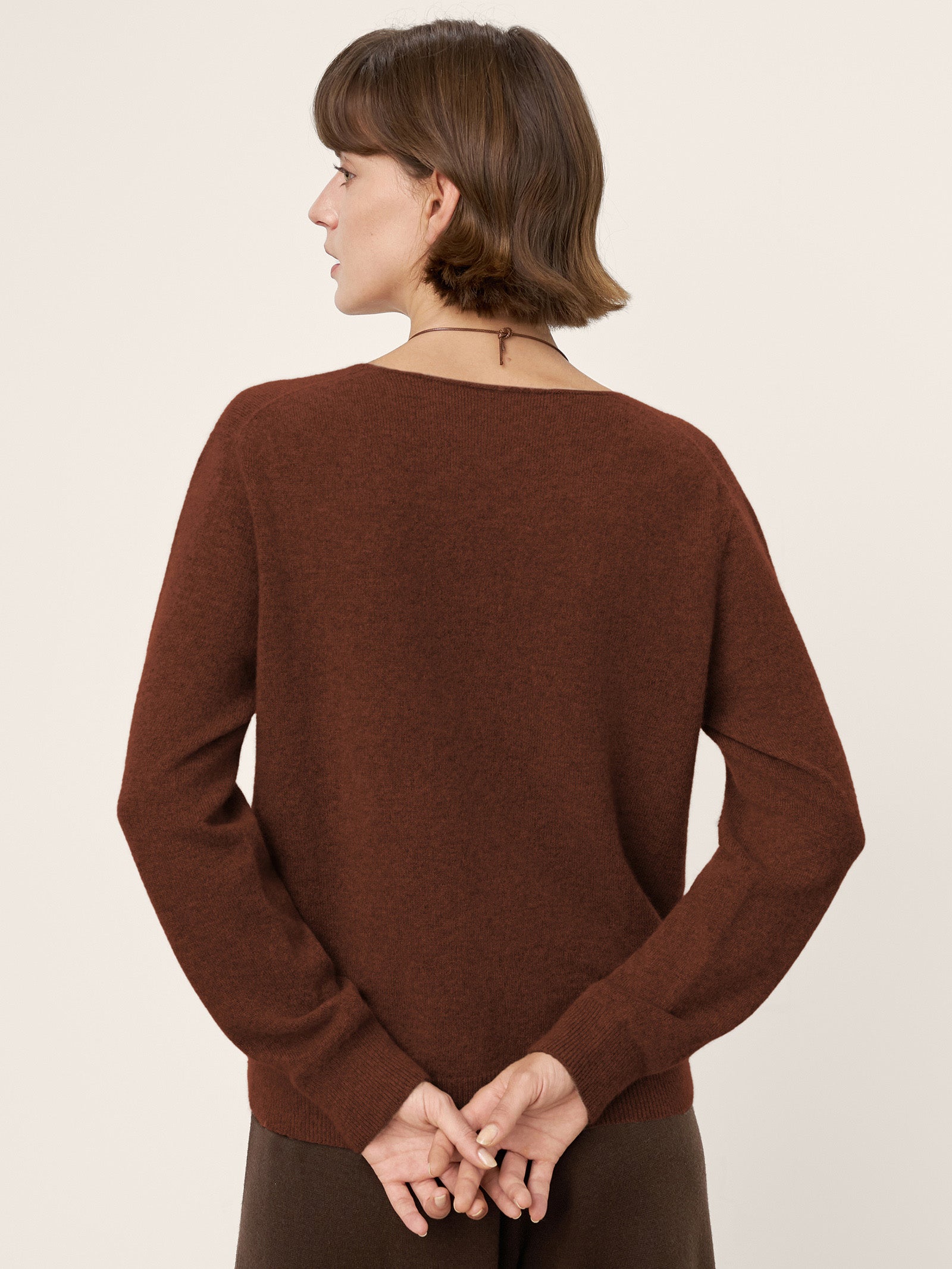 100% Mongolian Cashmere V-Neck Pullover Sweater PIPER