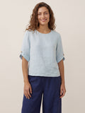 100% Linen Elbow Sleeve Pullover Top NOLA