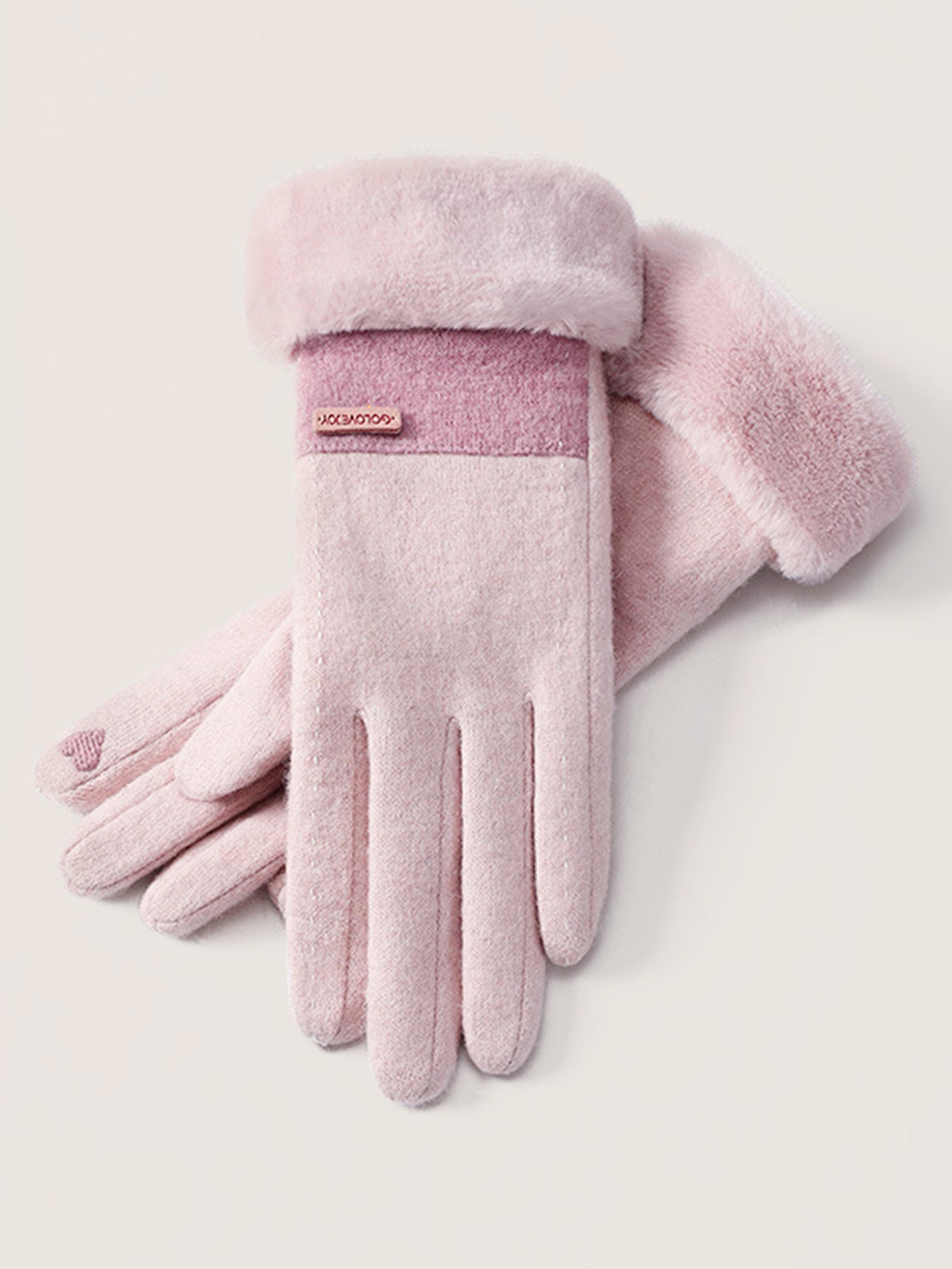 Wool Blend Color-Block Touchscreen Gloves