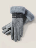 Wool Blend Color-Block Touchscreen Gloves