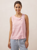 100% Linen Sleeveless Crescent Collar Top KARA