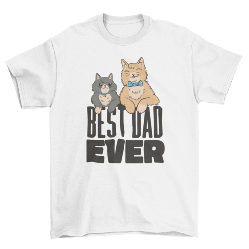 Happy father and son cats t-shirt
