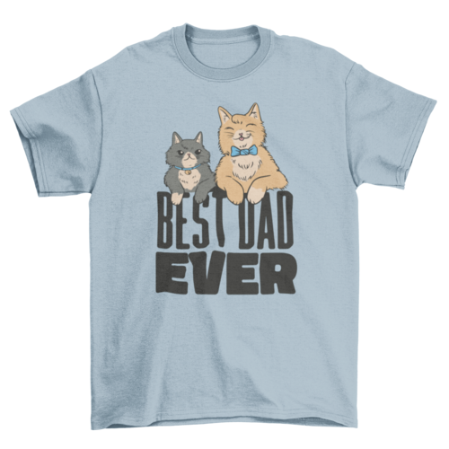 Happy father and son cats t-shirt