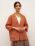100% Linen 3/4 Sleeve Drop Shoulder Blazer DARA