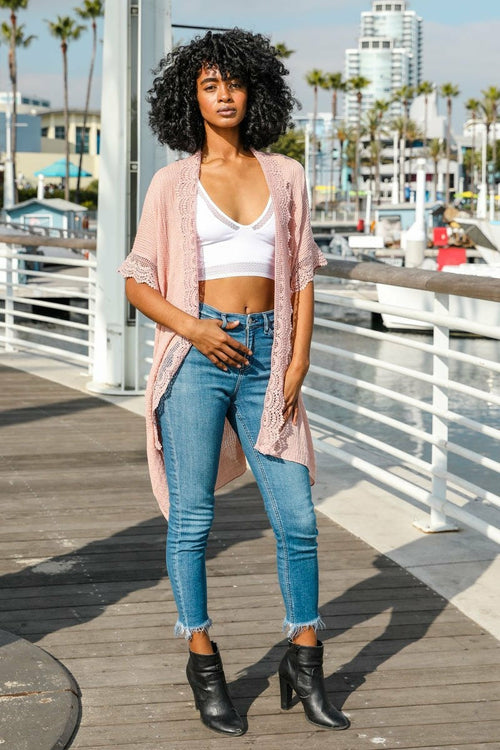 Sunshine Lace Trim Kimono